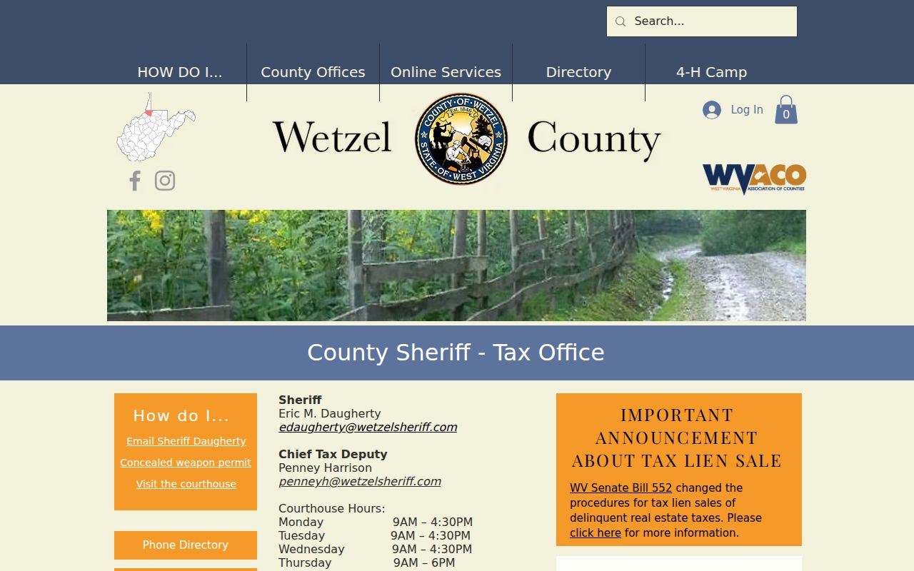 Wetzel County property tax records from the official Sheriff tax-bill page